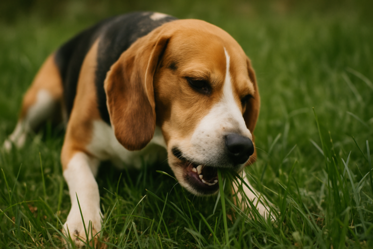 grass eating dog
